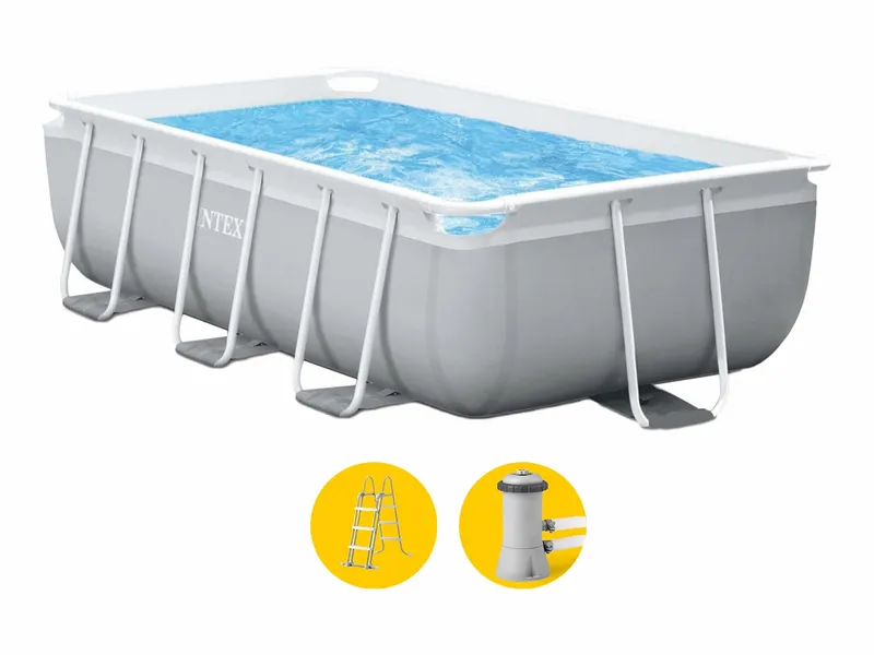 Intex Prism Frame Pool - 400 X 200 X 122 Cm - Met Filterpomp En Trap 3 Intex Prism Frame Pool - 400 X 200 X 122 Cm - Met Filterpomp En Trap